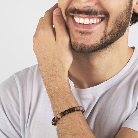 Bracciale elastico con pietre e acciaio multicolore - Bracciali Uomo | Stroili