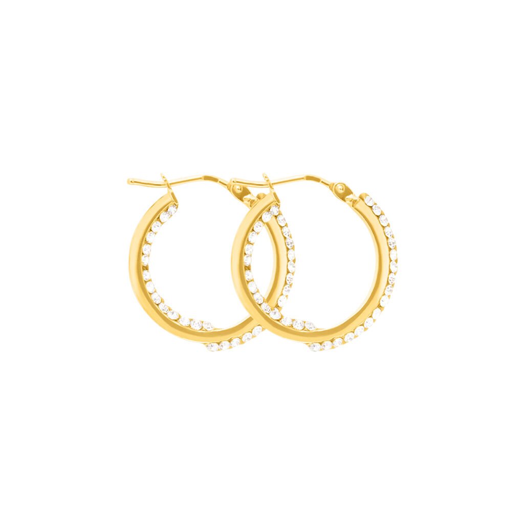 Orecchini A Cerchio Toujours Oro Giallo Cristallo - Orecchini a Cerchio Donna | Stroili