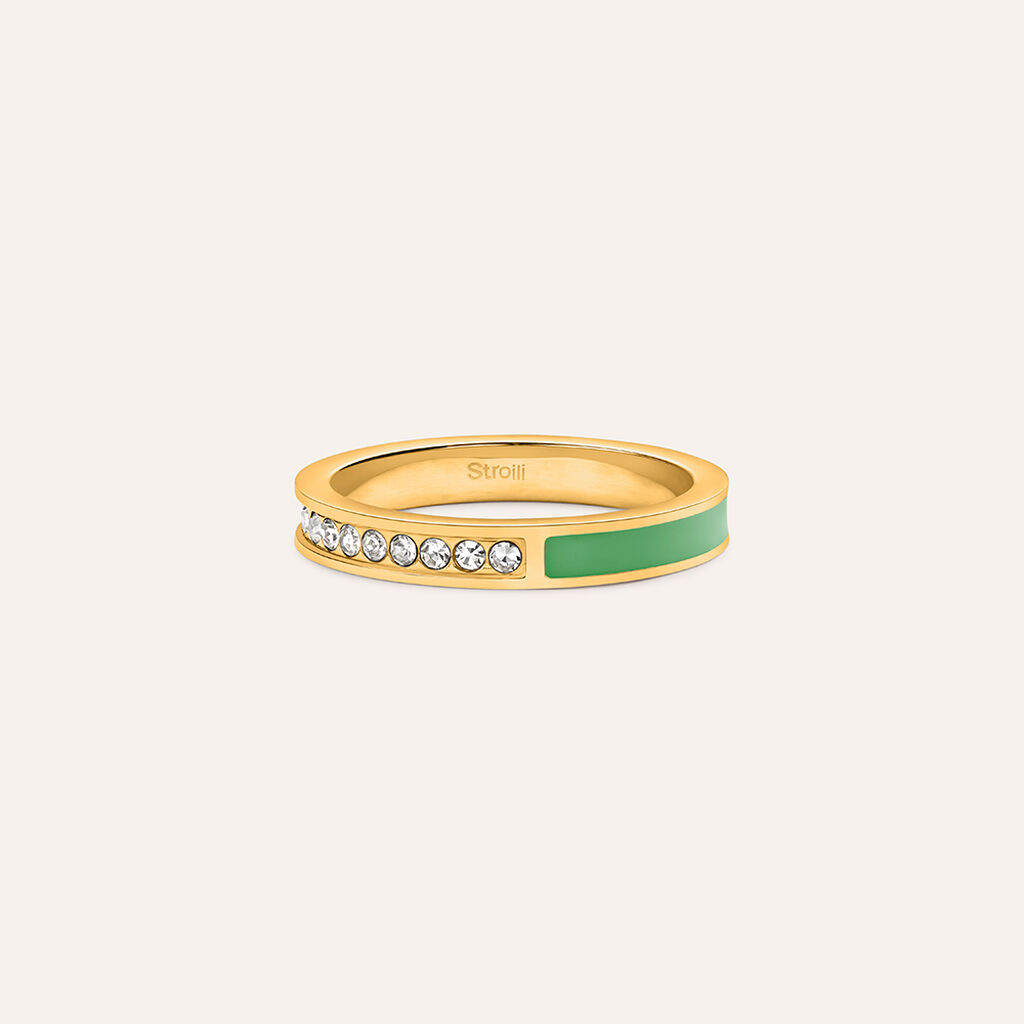 Anello Semi-eternity Lady Sweet Acciaio Dorato Cristallo - Anelli con Pietre Donna | Stroili