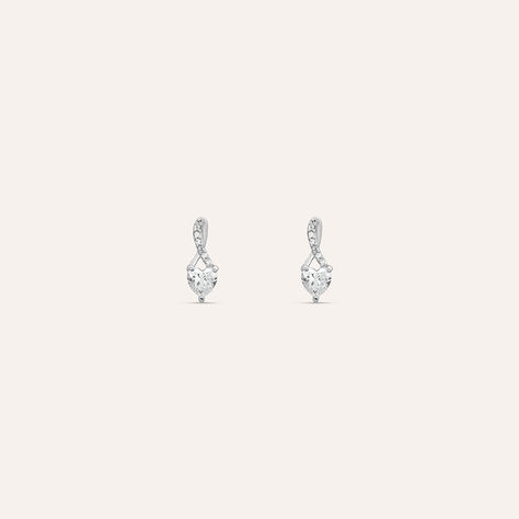 Orecchini Lobo Claire Oro Bianco Cubic Zirconia - Orecchini a Lobo Donna | Stroili