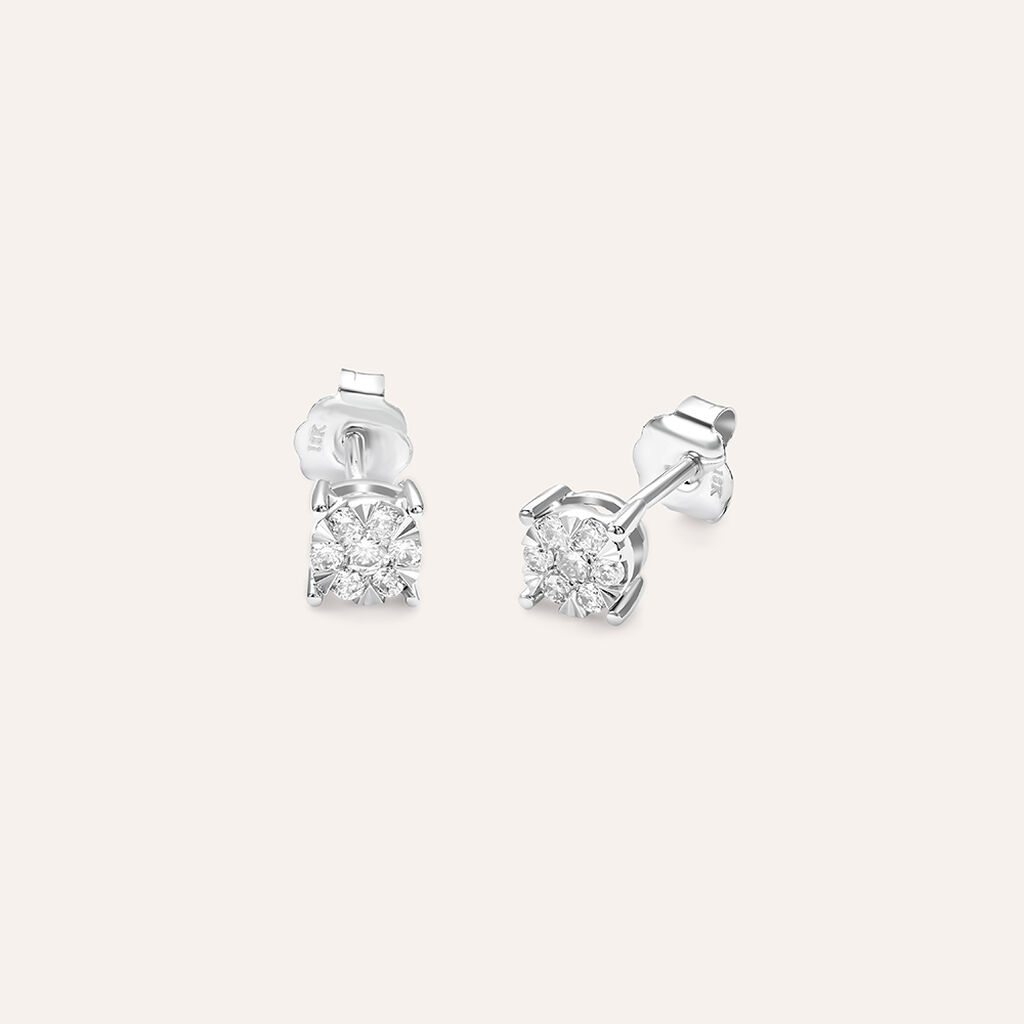 Orecchini Lobo Punto Luce Petali Oro Bianco Diamante - Orecchini a Lobo Donna | Stroili