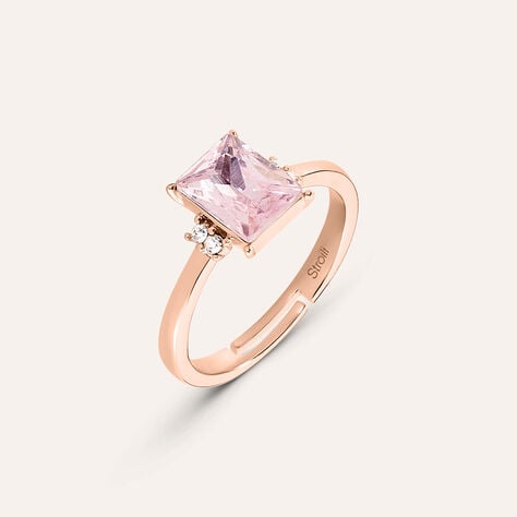 Anello Solitario Violet Ottone Rosa Cristallo - Anelli con Pietre Donna | Stroili