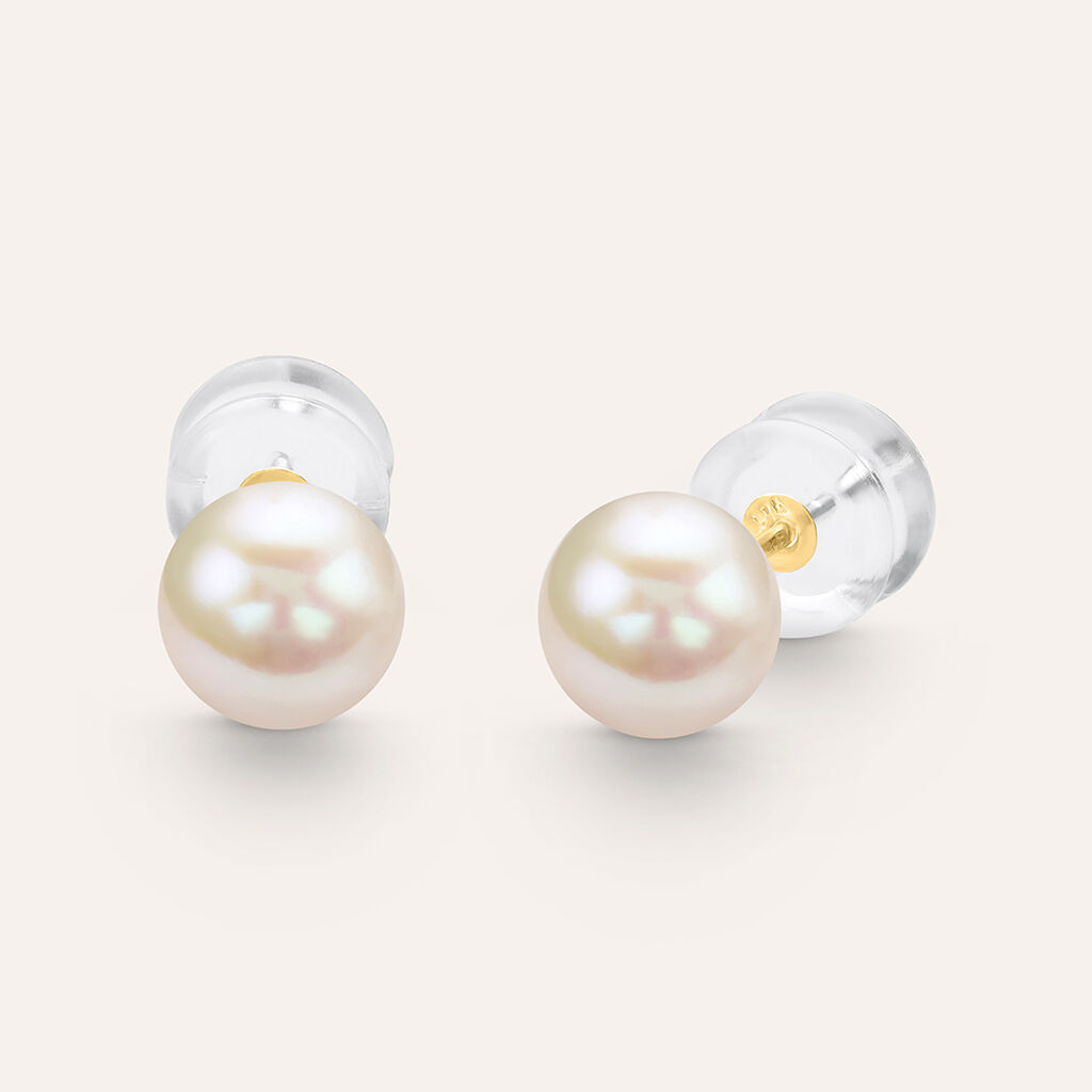 Orecchini Lobo Bon Ton Oro Giallo Perla D'Acqua Dolce