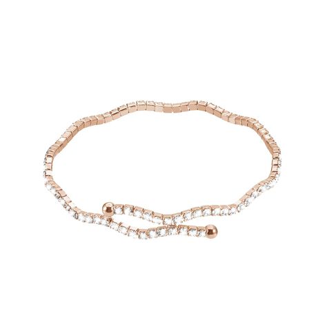 Bracciale bangle in metallo rosato e cristalli - Bracciali Donna | Stroili