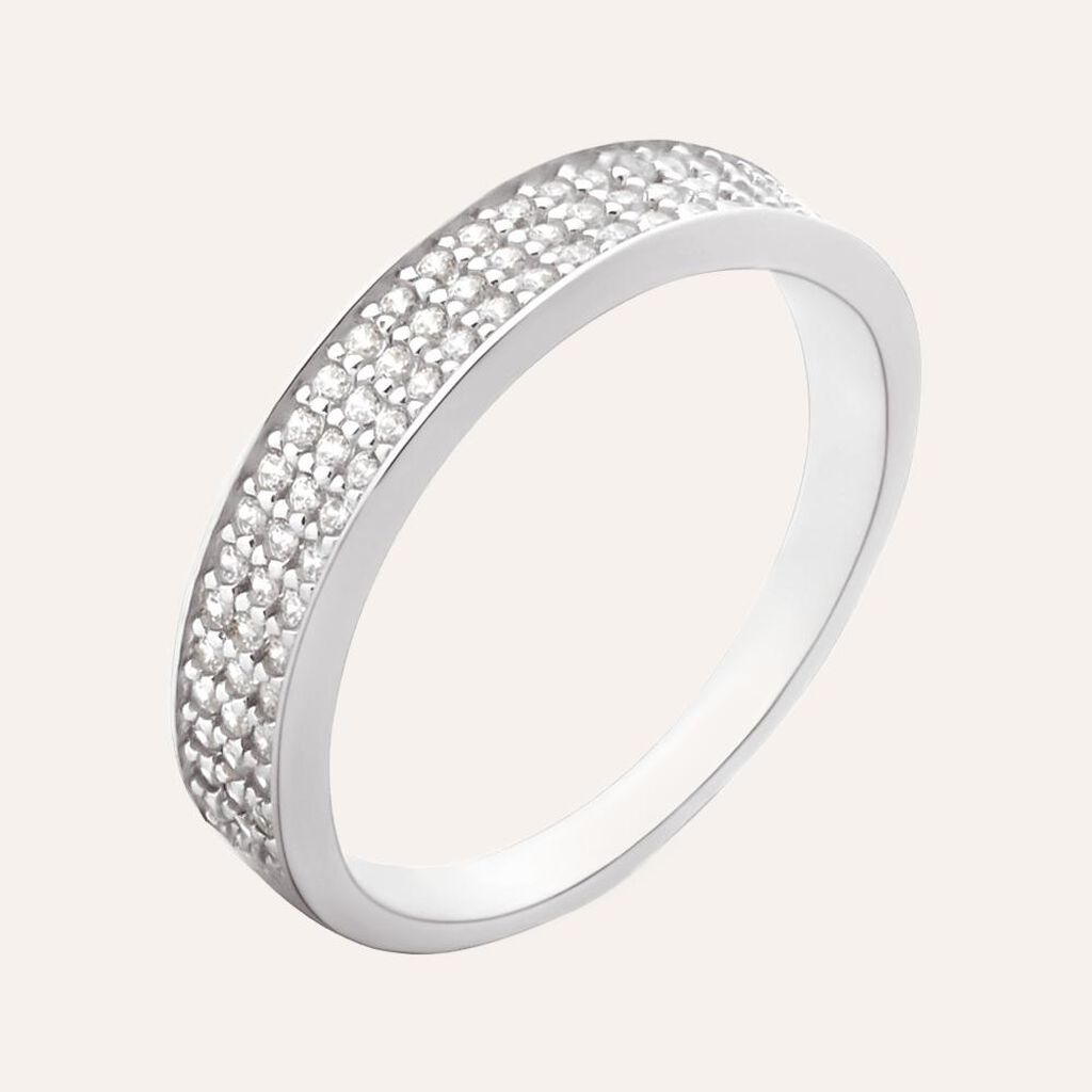 Anello Semi-eternity Silver Shine Argento Rodiato Cubic Zirconia