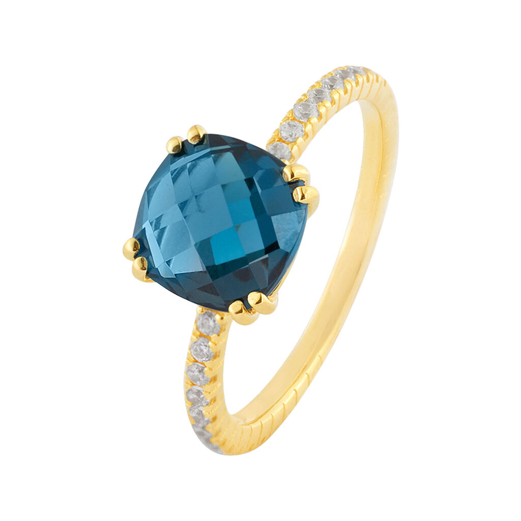 Anello Solitario Am&eacute;lie Oro Giallo Topazio Cubic Zirconia