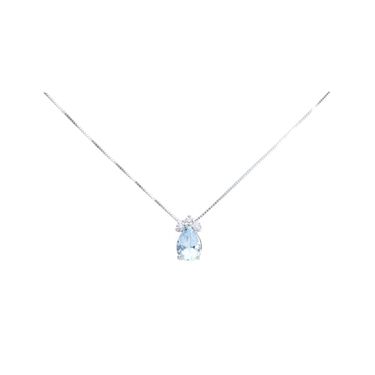 Collana Punto Luce Acquamarina Oro Bianco Acquamarina Diamante
