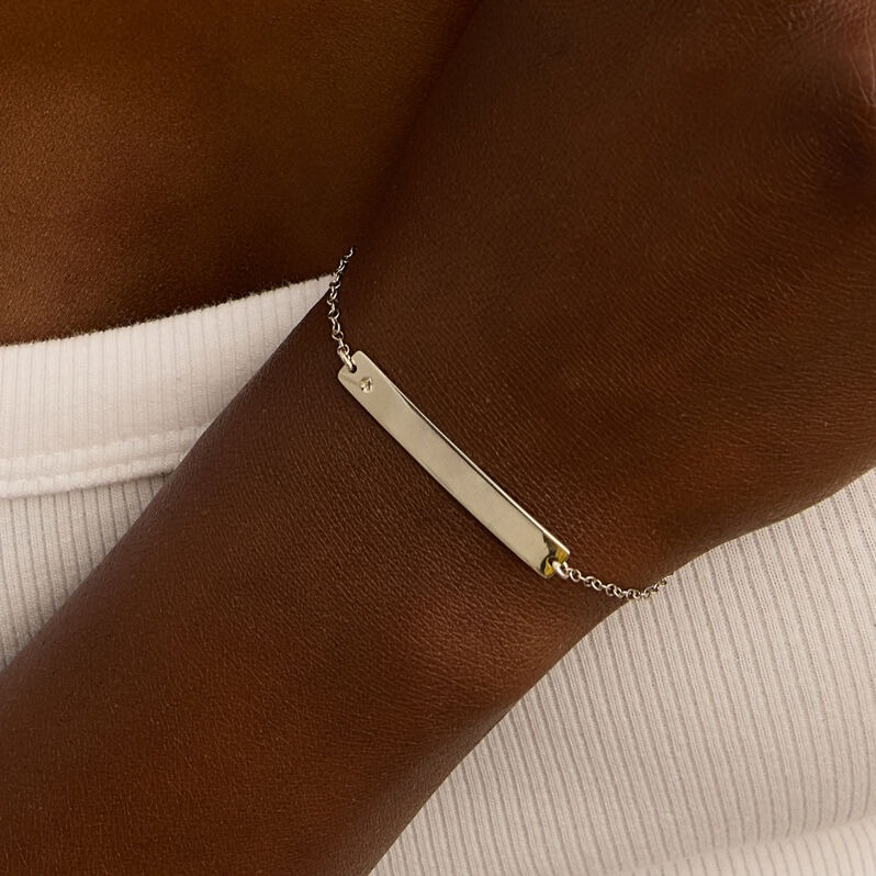 Bracciale Con Targhetta Silver Collection Argento Rodiato Cubic Zirconia - Bracciali con Incisione Donna | Stroili