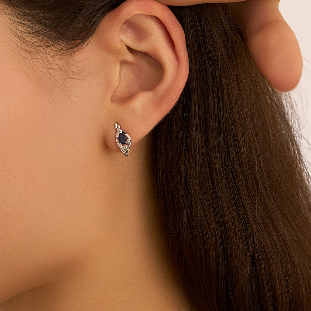 Orecchini Lobo Charlotte Oro Bianco Zaffiro Diamante