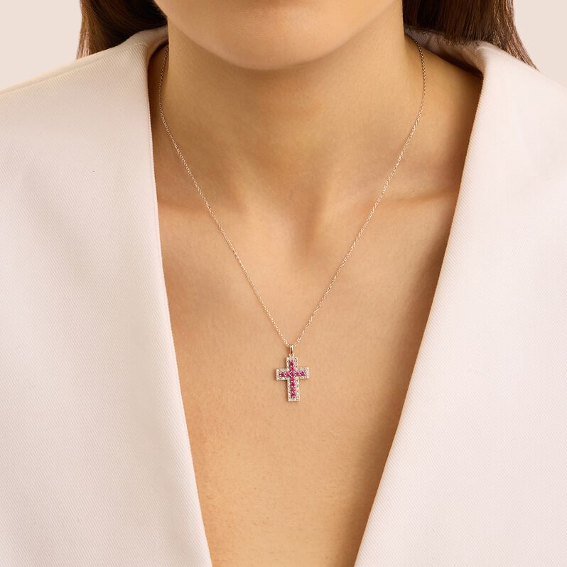 Collana Elizabeth Crown Oro Bianco Rubino Diamante - Collane Donna | Stroili