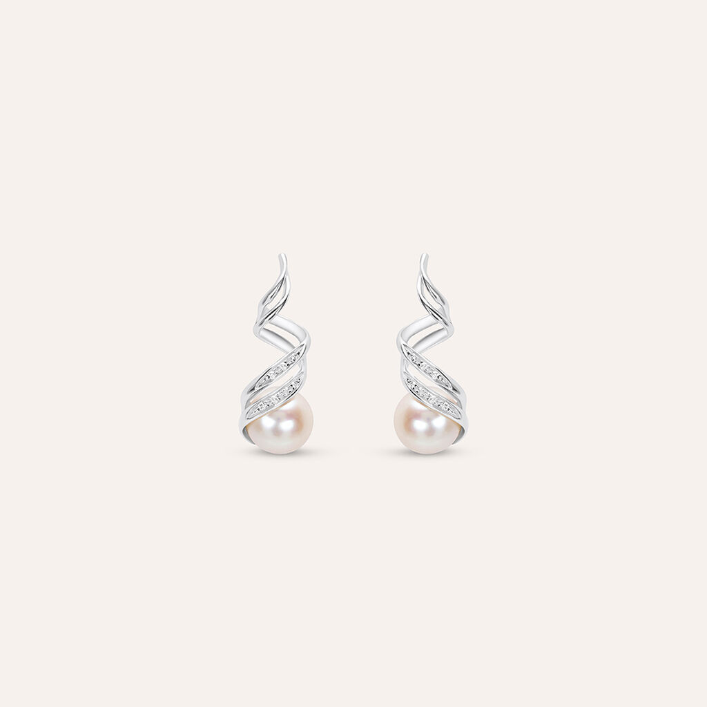 Orecchini Pendenti Gold Pearls Oro Bianco Perla D'Acqua Dolce Diamante - Orecchini Pendenti Donna | Stroili