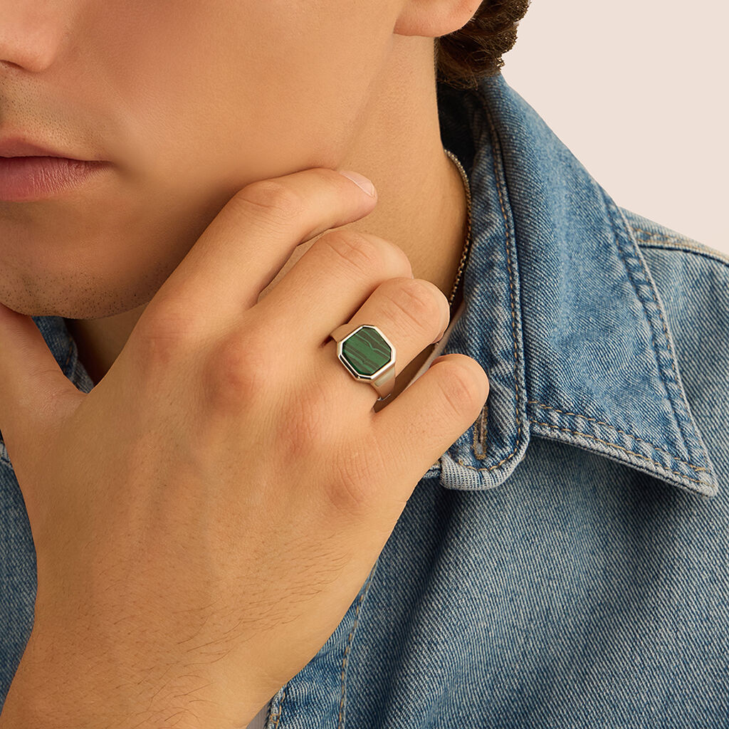Anello Chevalier Man Code Acciaio Malachite