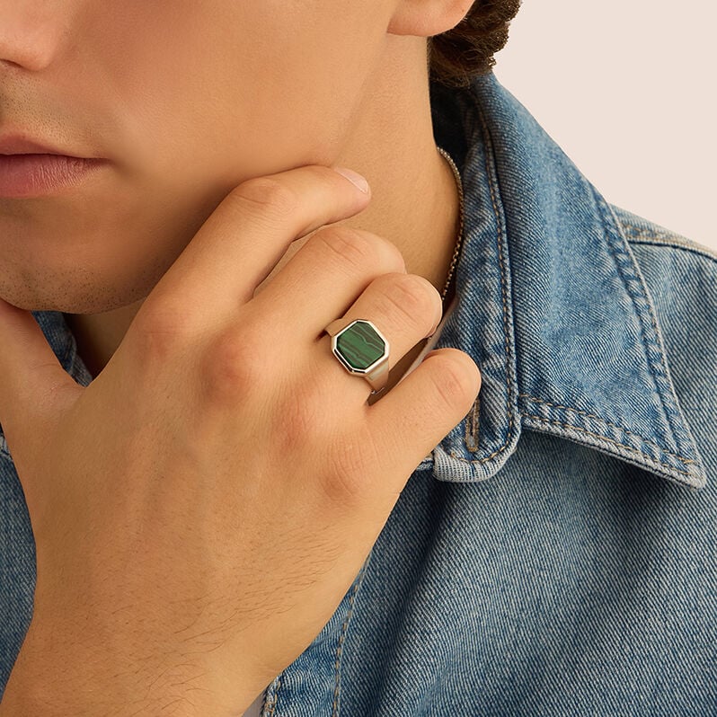 Anello Chevalier Man Code Acciaio Malachite - Anelli Chevalier Uomo | Stroili