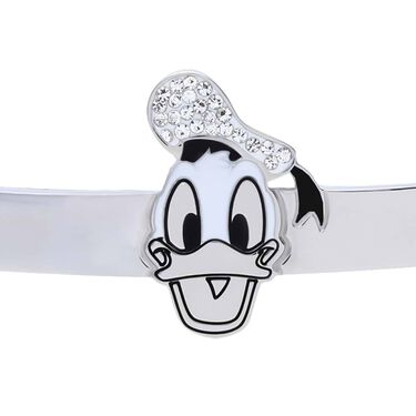 Bracciale rigido in acciaio con Paperino e strass