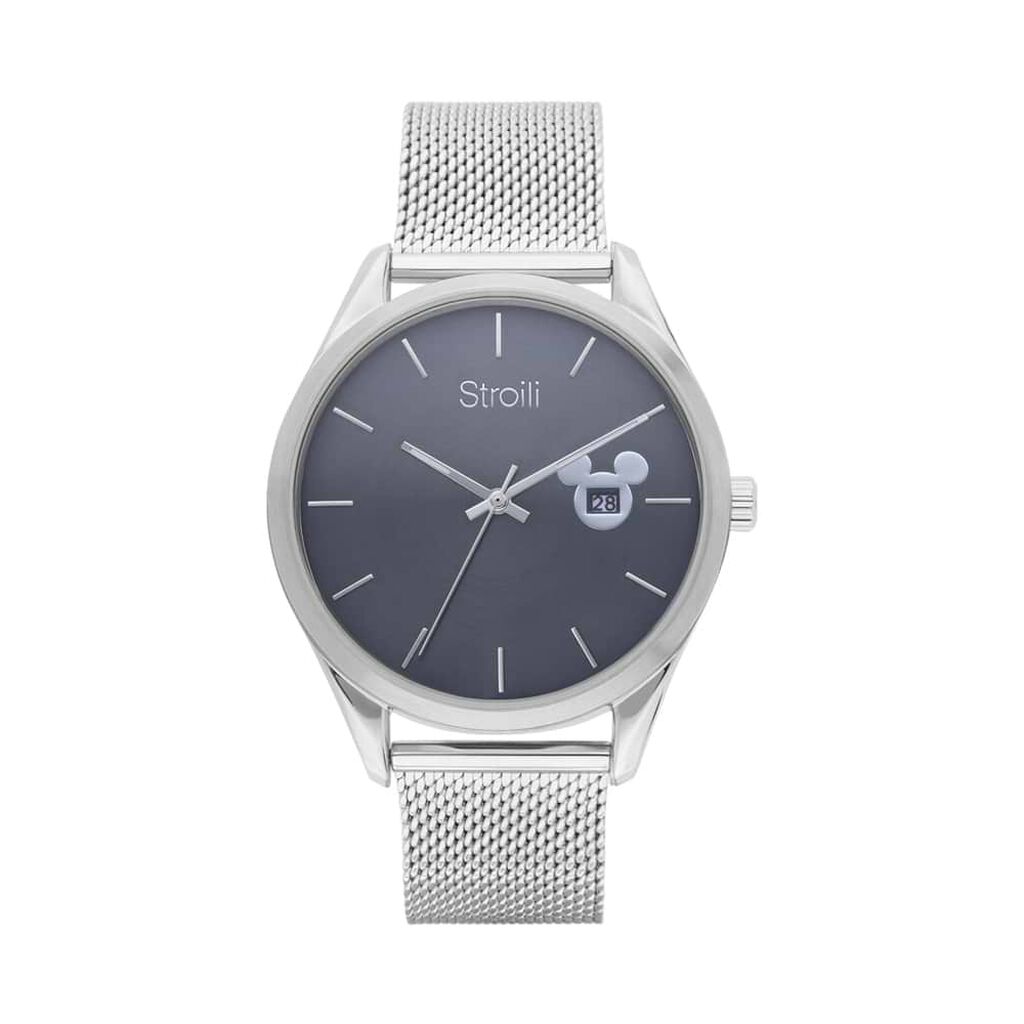 Orologio solo tempo Topolino con cinturino e cassa in acciaio e strass