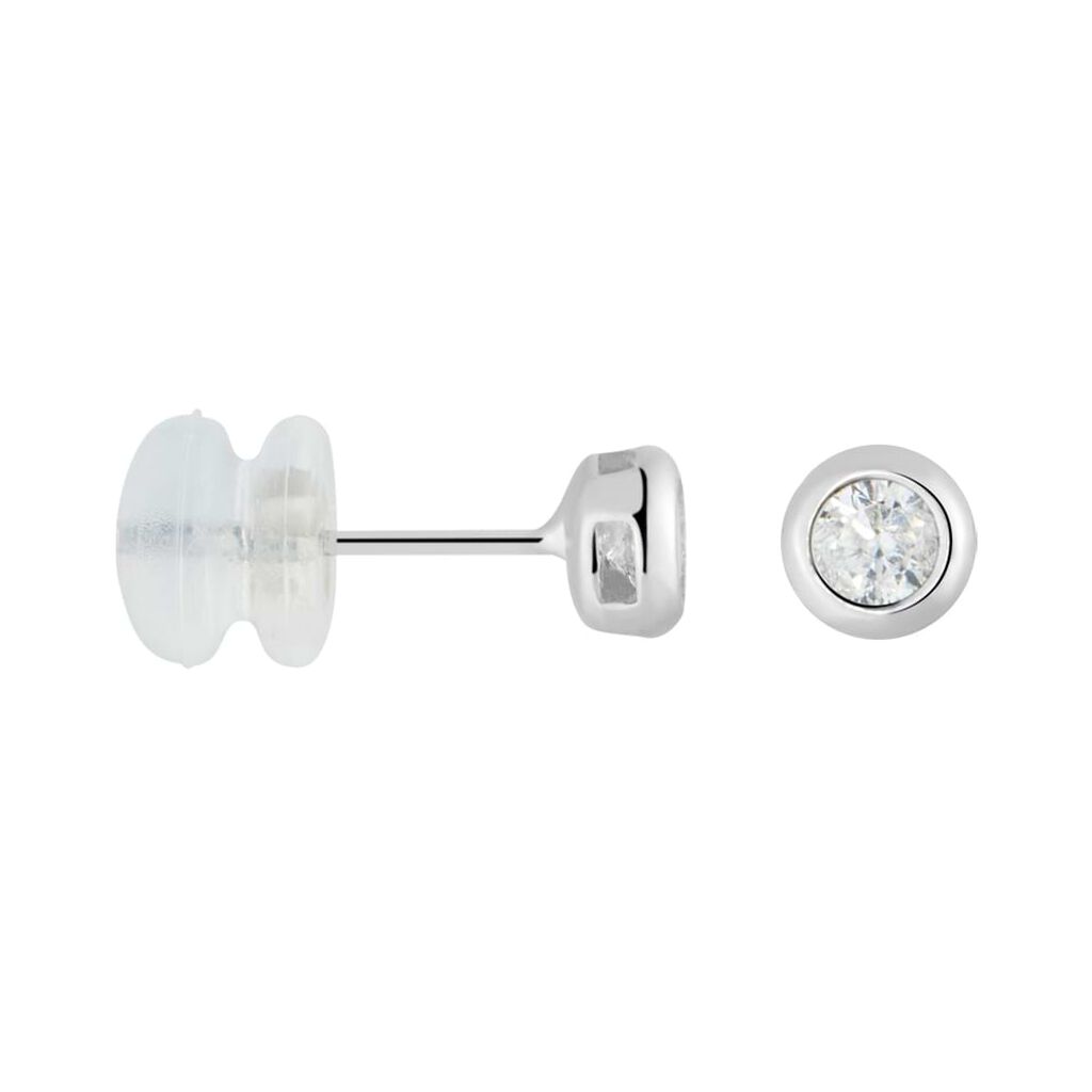 Orecchini Lobo Punto Luce Claire Oro Bianco Cubic Zirconia - Orecchini a Lobo Donna | Stroili
