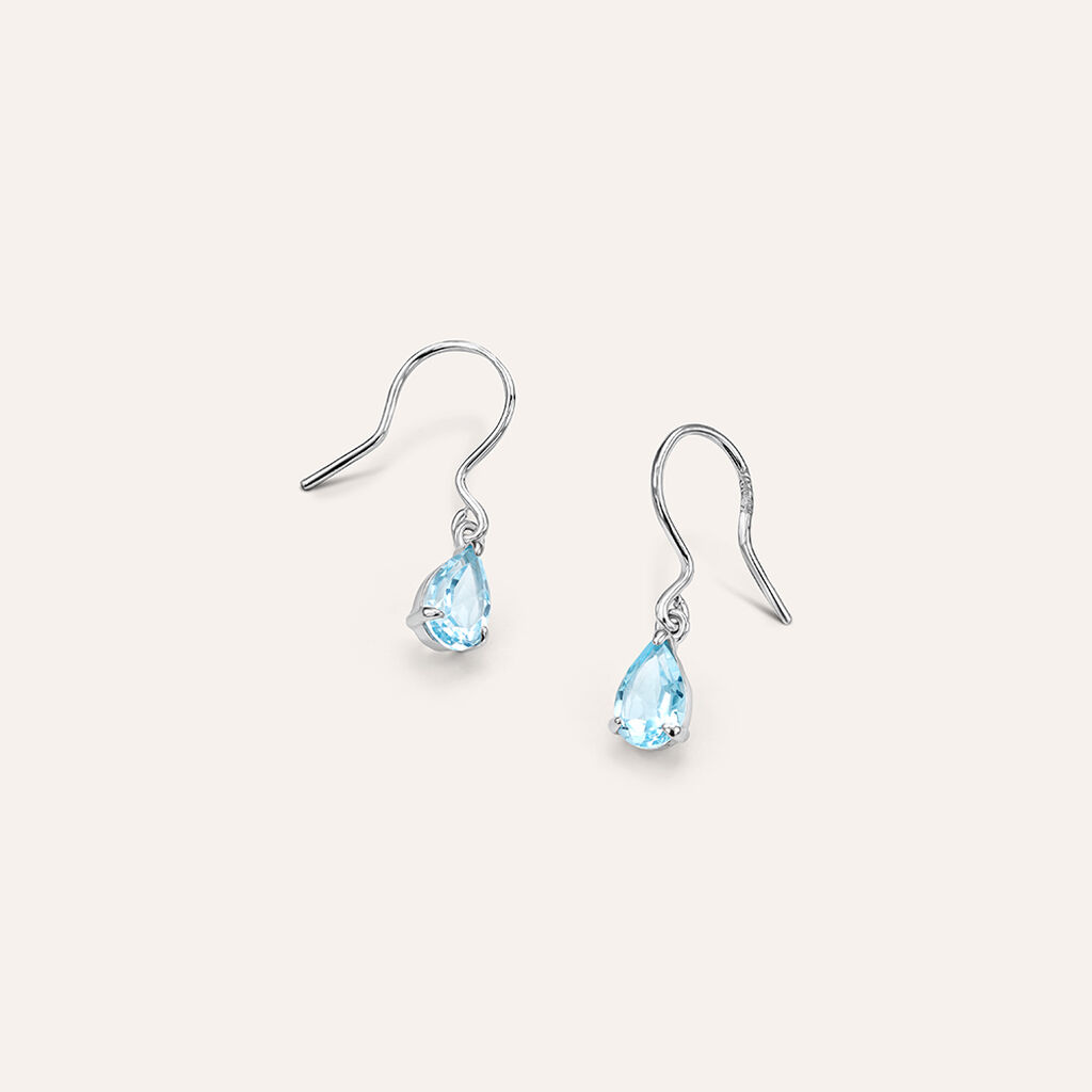 Orecchini Pendenti Punto Luce Am&eacute;lie Oro Bianco Topazio