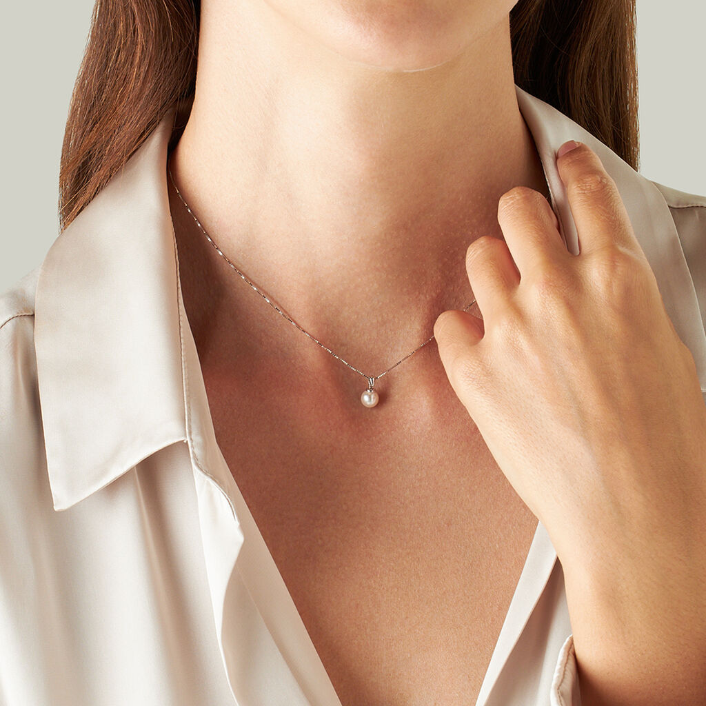 Collana Gabrielle Oro Bianco Perla Akoya - Collane Donna | Stroili
