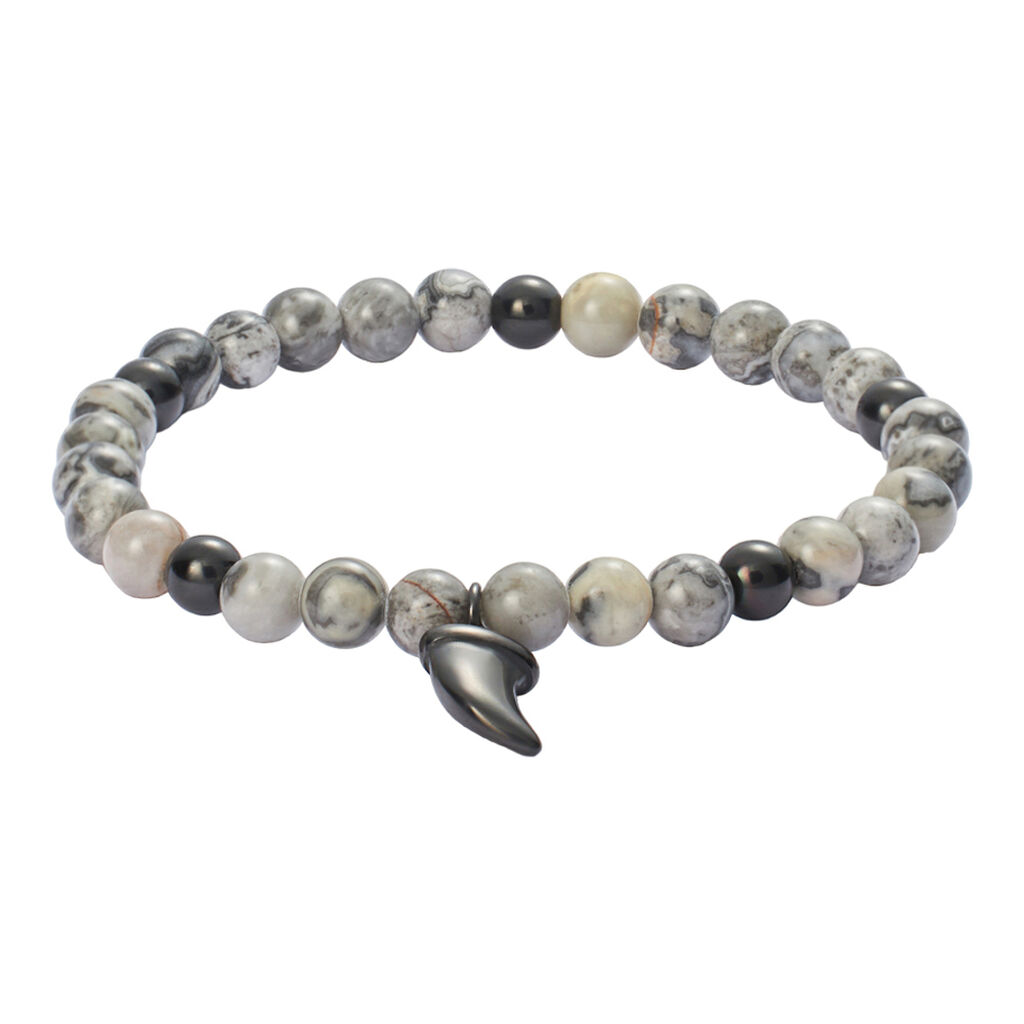 Bracciale Man Code Acciaio Nero Map Stone