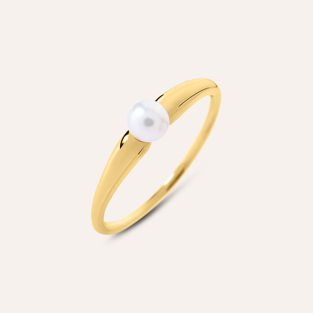 Anello Solitario Gabrielle Oro Giallo Perla D'Acqua Dolce