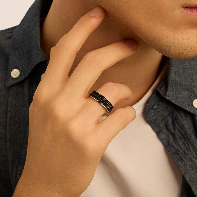 Anello Fascia Man Code Acciaio Bicolore - Anelli Moderni Uomo | Stroili