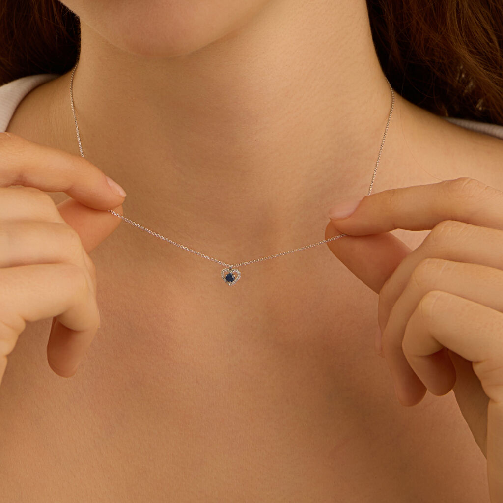 Collana Charlotte Oro Bianco Zaffiro Diamante