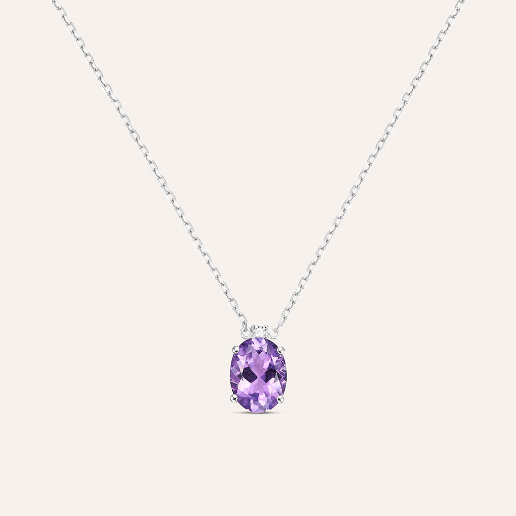 Collana Punto Luce Amélie Oro Bianco Ametista Cubic Zirconia