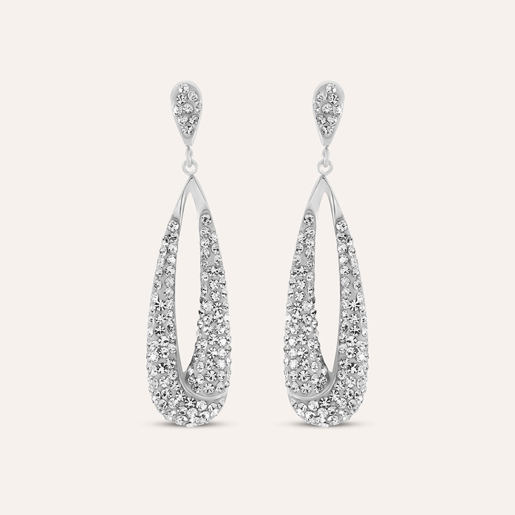 Orecchini Pendenti Aura Acciaio Cristallo