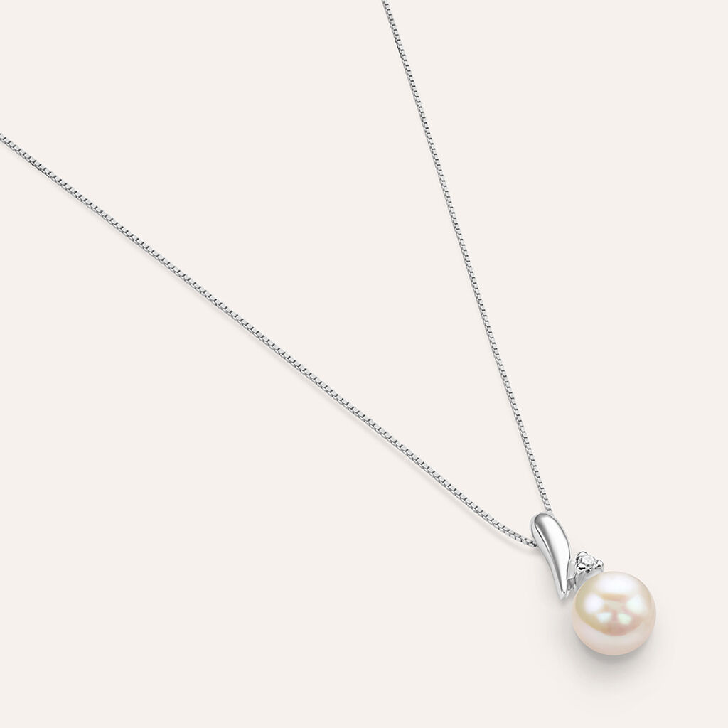 Collana Gold Pearls Oro Bianco Perla D'Acqua Dolce Diamante
