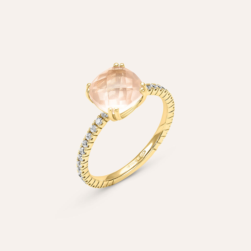 Anello Solitario Amélie Oro Giallo Quarzo Cubic Zirconia