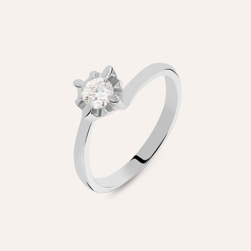 Anello Solitario Valentino Diamazing Oro Bianco Diamante - Anelli con Pietre Donna | Stroili