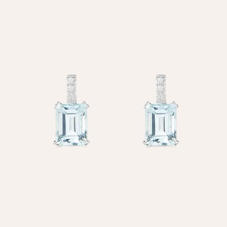 Orecchini Lobo Acquamarina Oro Bianco Acquamarina Diamante - Orecchini a Lobo Donna | Stroili