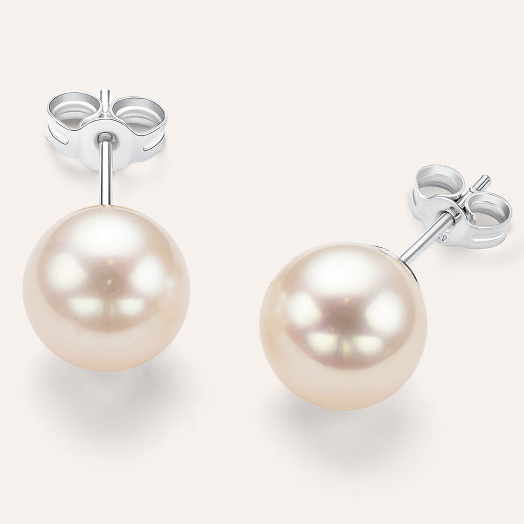 Orecchini Lobo Gabrielle Oro Bianco Perla D'Acqua Dolce - Orecchini a Lobo Donna | Stroili
