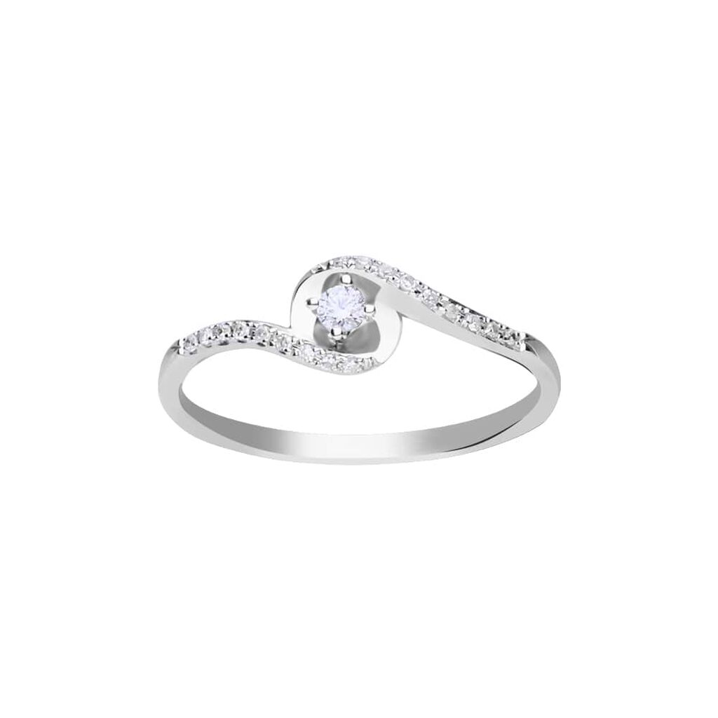 Anello in oro bianco con diamanti 011 ct - Anelli Donna | Stroili