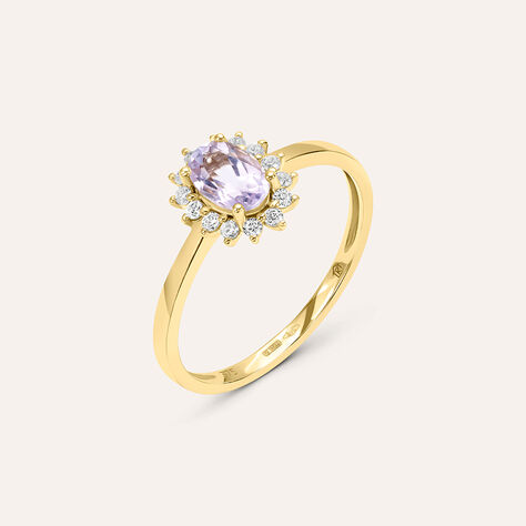 Anello Solitario Amélie Oro Giallo Ametista Cubic Zirconia - Anelli con Pietre Donna | Stroili
