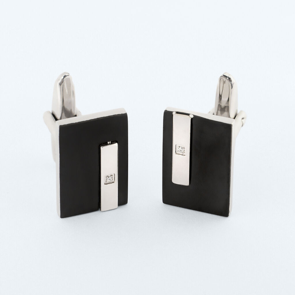 Gemelli Man Code Acciaio Bicolore Bianco / Nero Cristallo