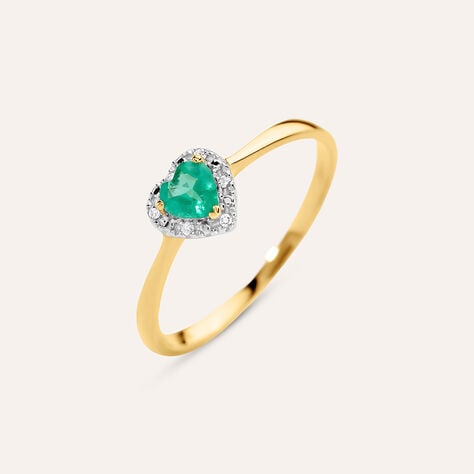 Anello Solitario Charlotte Oro Giallo Smeraldo Diamante - Anelli con Pietre Donna | Stroili