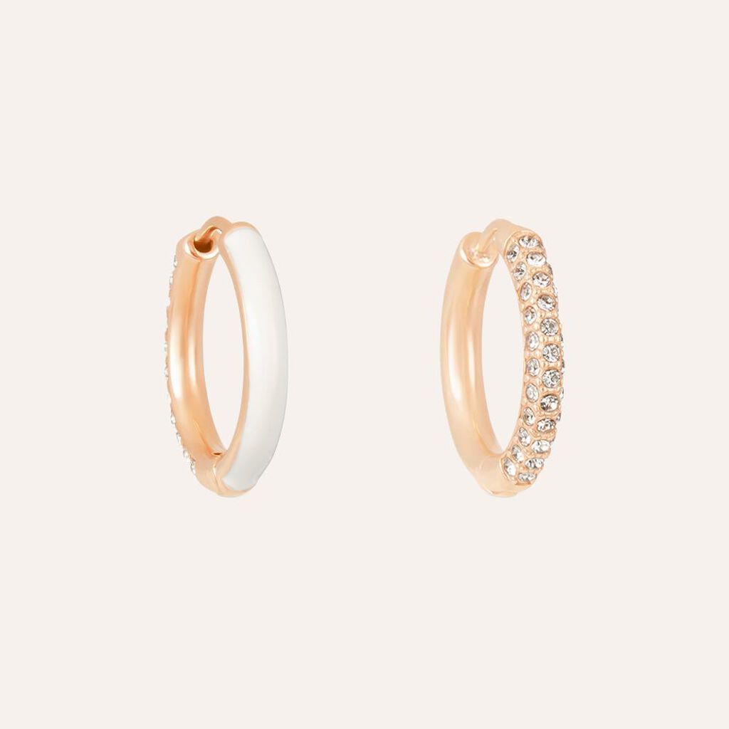 Orecchini A Cerchio Lady Sweet Acciaio Rosa Cristallo