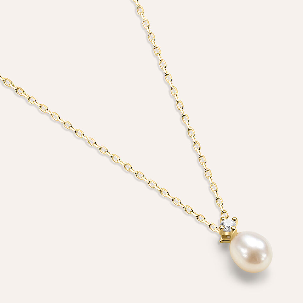 Collana Gabrielle Oro Giallo Perla D'Acqua Dolce Cubic Zirconia - Collane Donna | Stroili