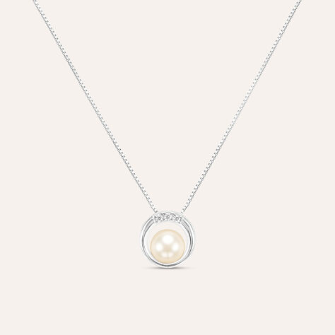 Collana Gabrielle Oro Bianco Perla D'Acqua Dolce Cubic Zirconia - Collane Donna | Stroili