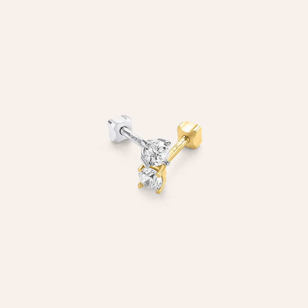 Piercing Orecchio Punto Luce Tragus Helix Conch Ear Shine Oro Bianco Cubic Zirconia
