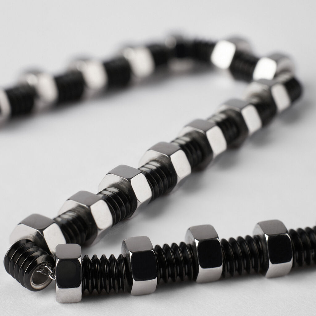 Bracciale Man Code Acciaio Bicolore Bianco / Nero - Bracciali Uomo | Stroili