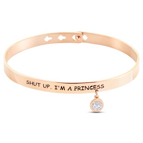 Bangle Lady Message Acciaio Rosato Happiness e Cristalli - Bracciali Donna | Stroili