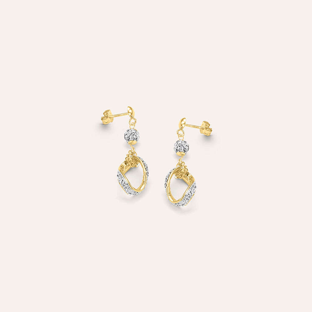 Orecchini Pendenti Crystal Gold Oro Giallo Cristallo