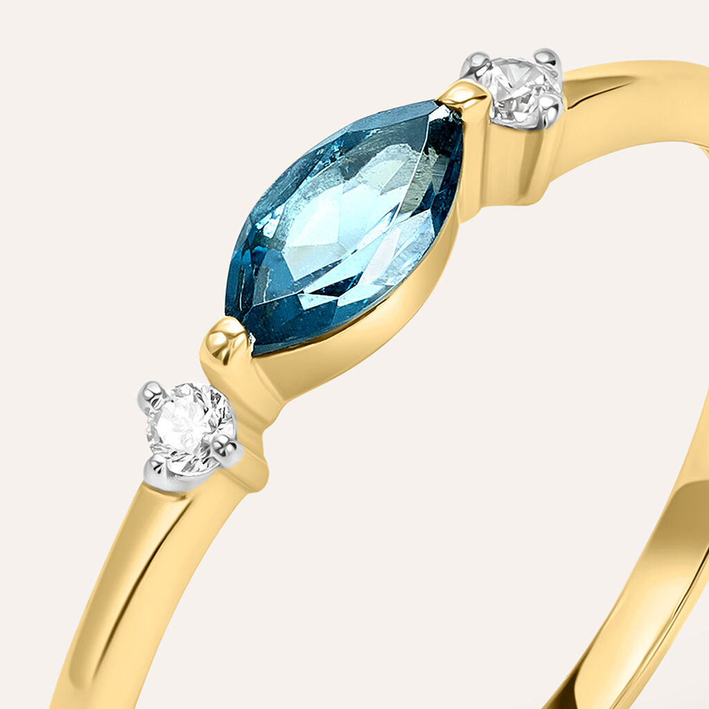 Anello Solitario Am&eacute;lie Oro Giallo Topazio Cubic Zirconia