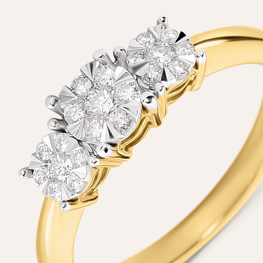Anello Trilogy Petali Oro Giallo Diamante