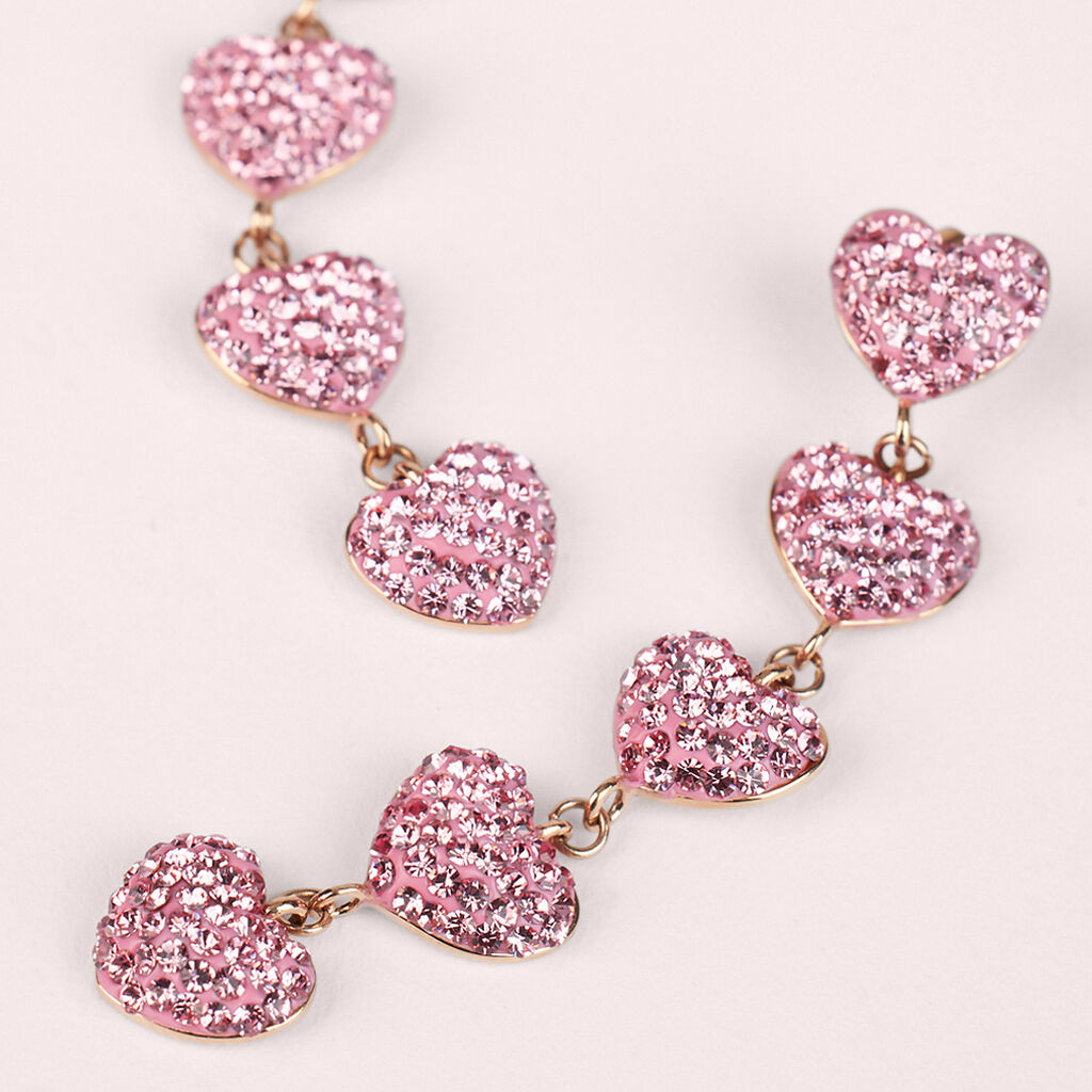 Orecchini Pendenti Lady Phantasya Acciaio Rosa Cristallo - Orecchini Pendenti Donna | Stroili