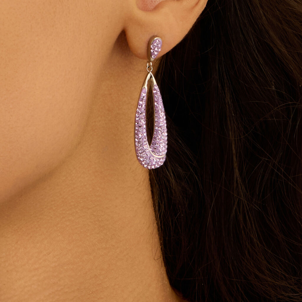 Orecchini Pendenti Aura Acciaio Cristallo