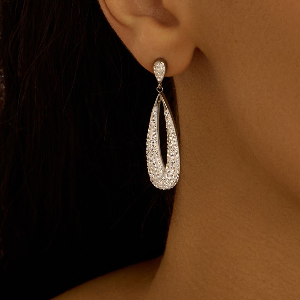 Orecchini Pendenti Aura Acciaio Cristallo