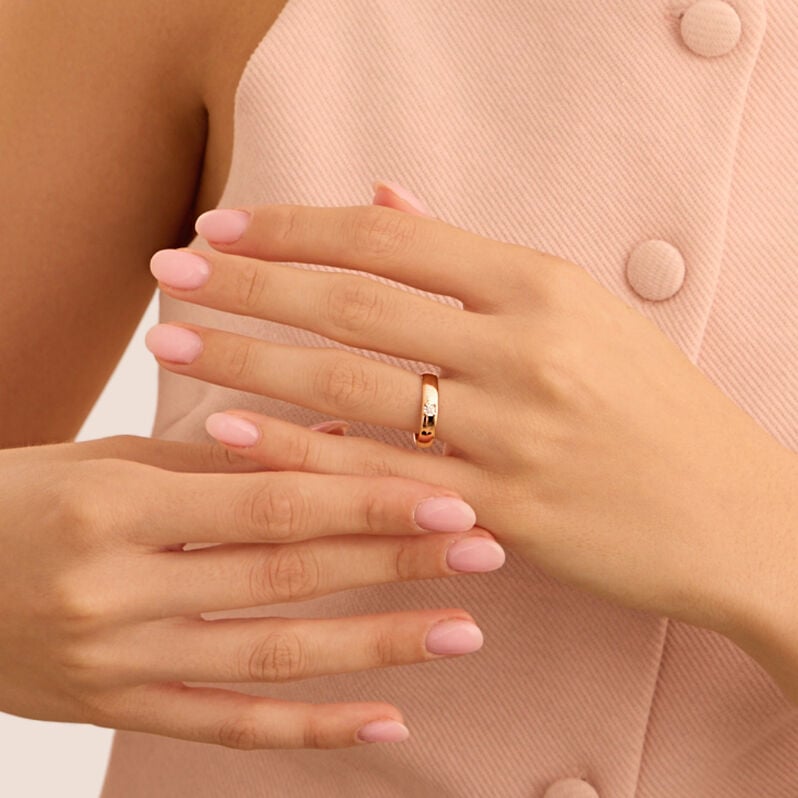Fede Comoda 4 mm Oro Rosa Diamante - Anelli con Incisione Donna | Stroili